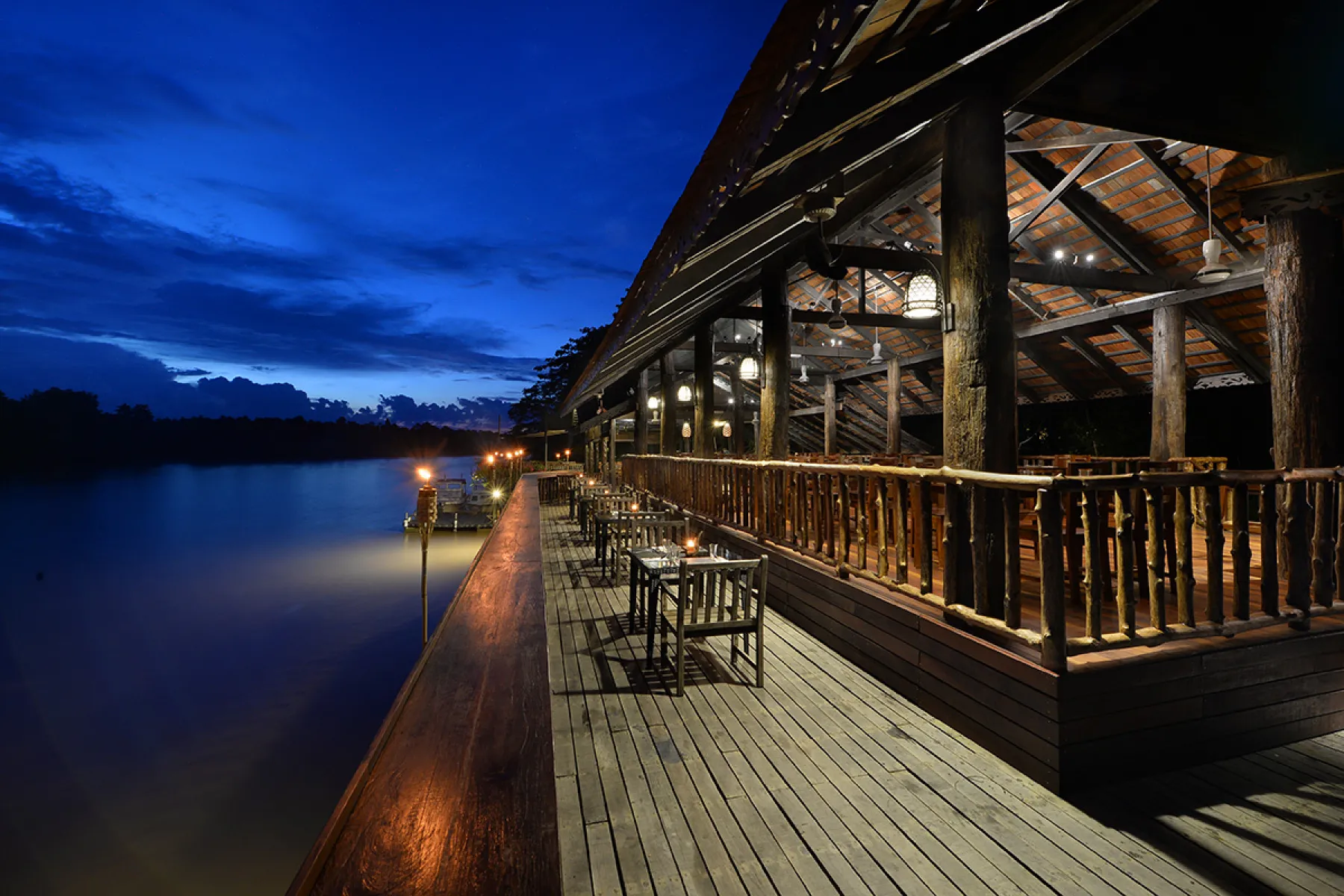 Dine at our Melapi riverfront restaurant. All meals included